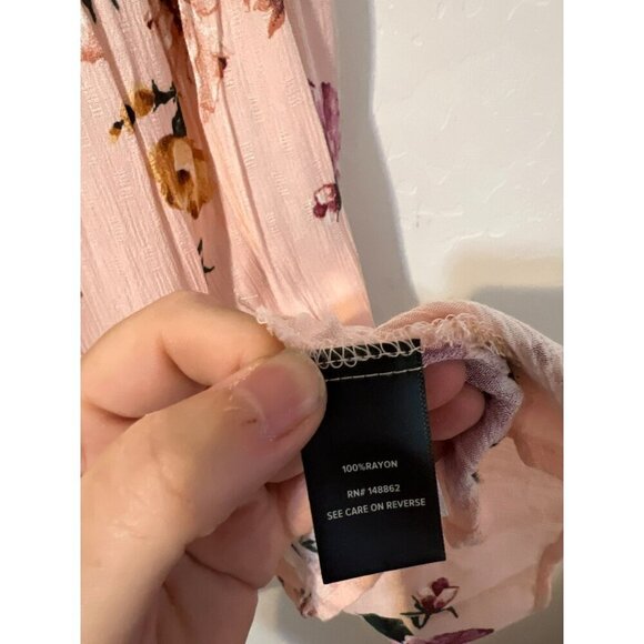 Torrid Sz 0 (US L 12) Blush Pink Lighweight Boho Floral Print Camisole Tank Top - Picture 5 of 7